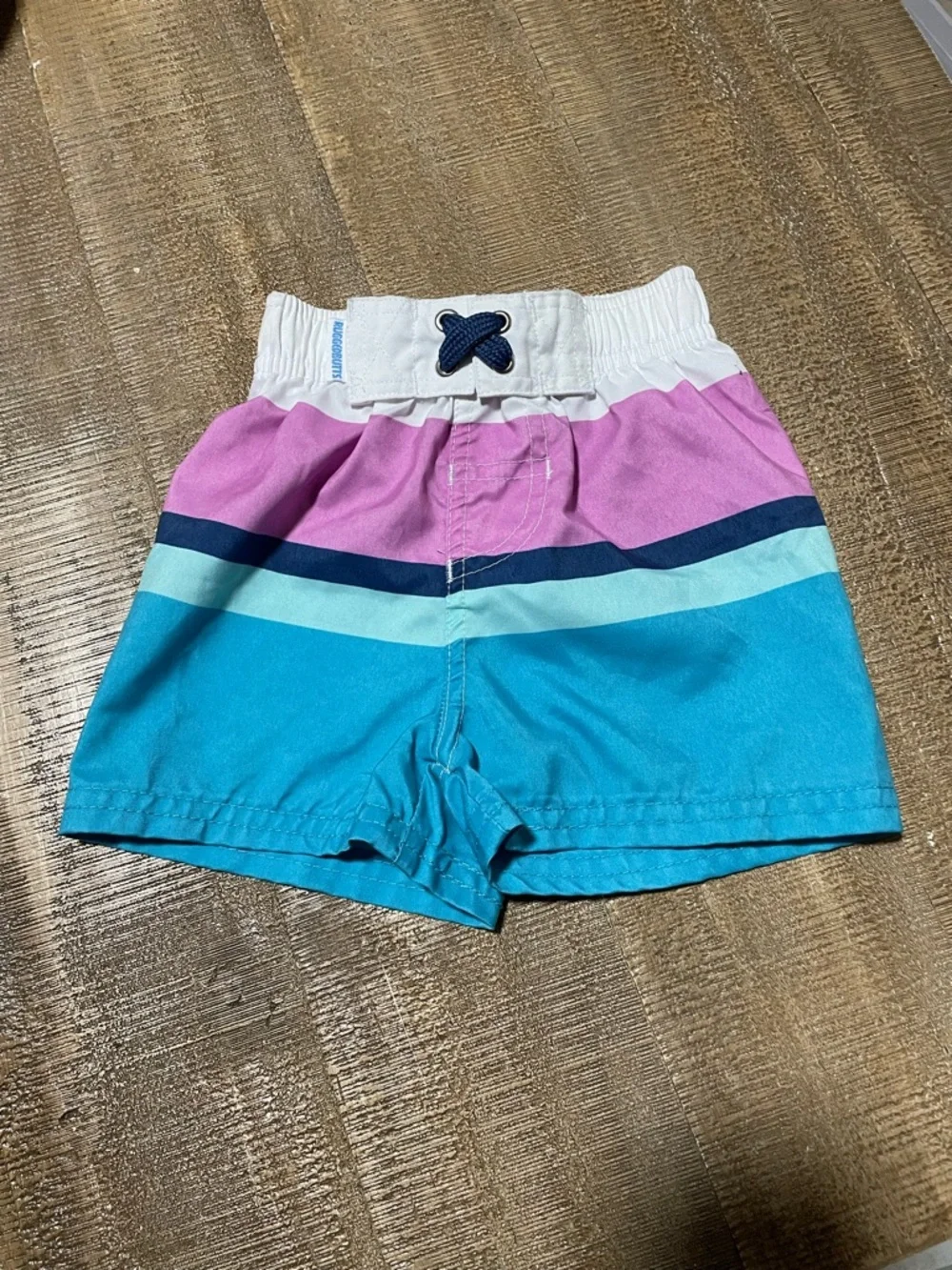Ruggedbutts baby Colorblock Swim Shorts - Purple, Teal & White